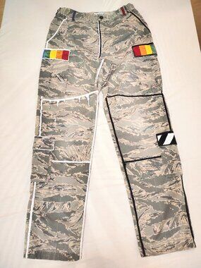 Handpainted Air Force Pant 31 x 33 Camo Cargo Y2K Rainbow Art Skater Streetwear
